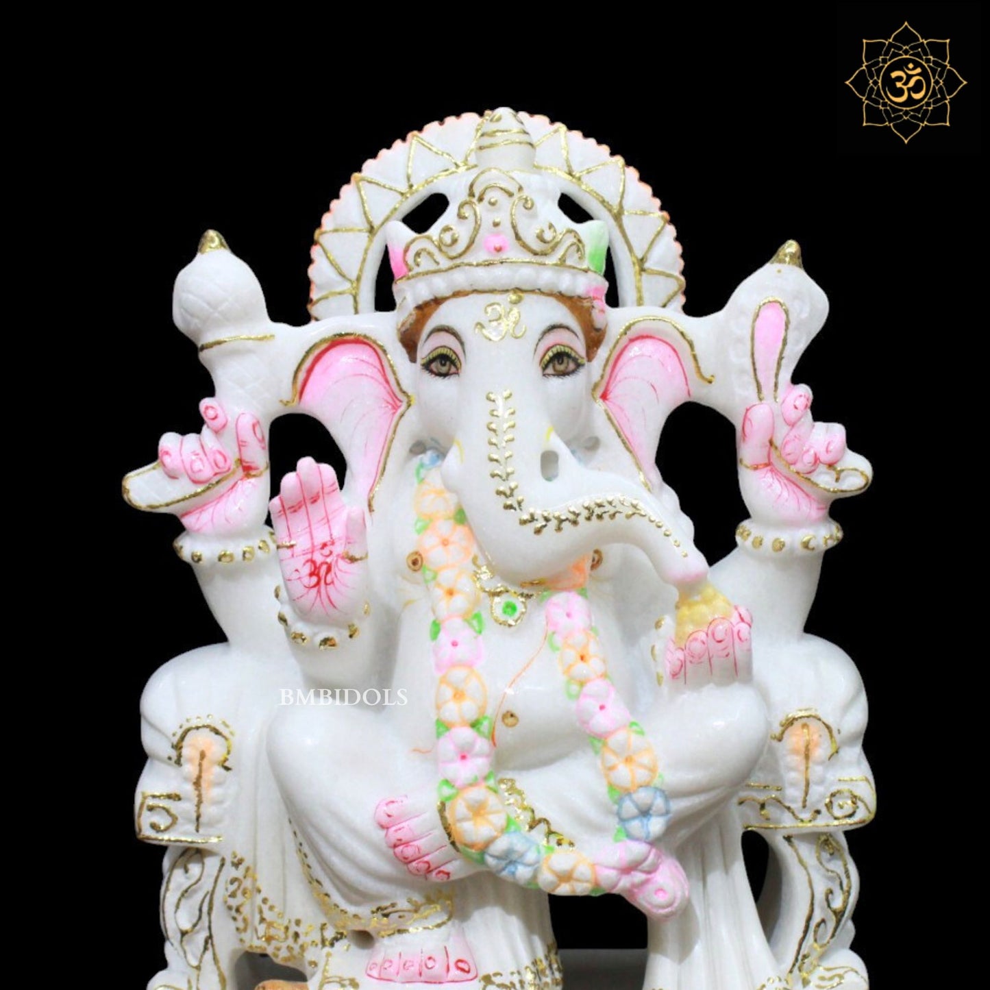 10inch Ganpati Bapa Murti in Makrana Marble for Homes and Temples