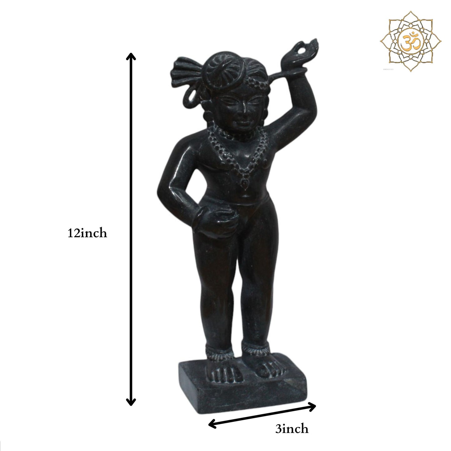 Black Stone Shrinath Ji Murti for Homes and Temples in 12inch