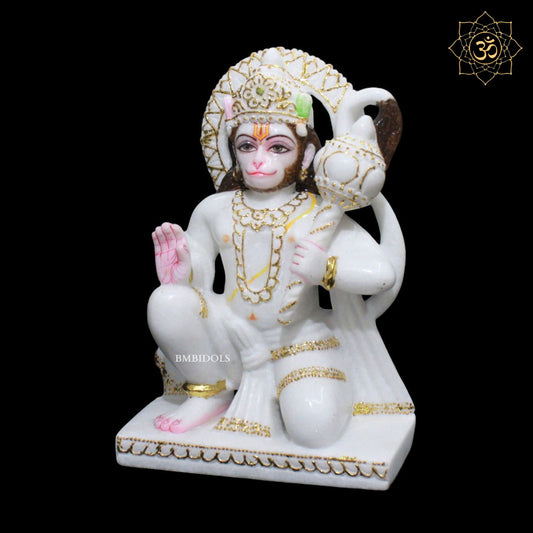 White Marble Hanuman Murti for Homes and Temples in 1feet