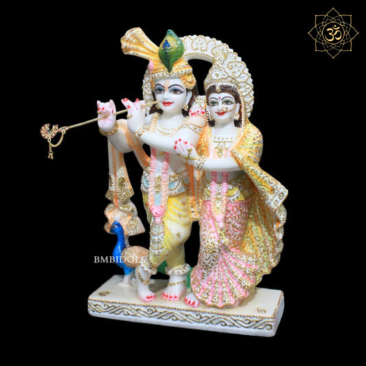 Beautiful Marble Jugal Radha Krishna Murti for Homes and Temples