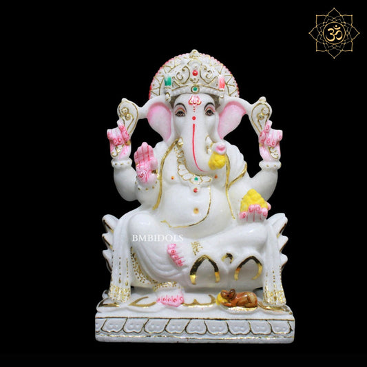 Ganesh Laxmi Marble Murti for Homes and Temples in 12inches