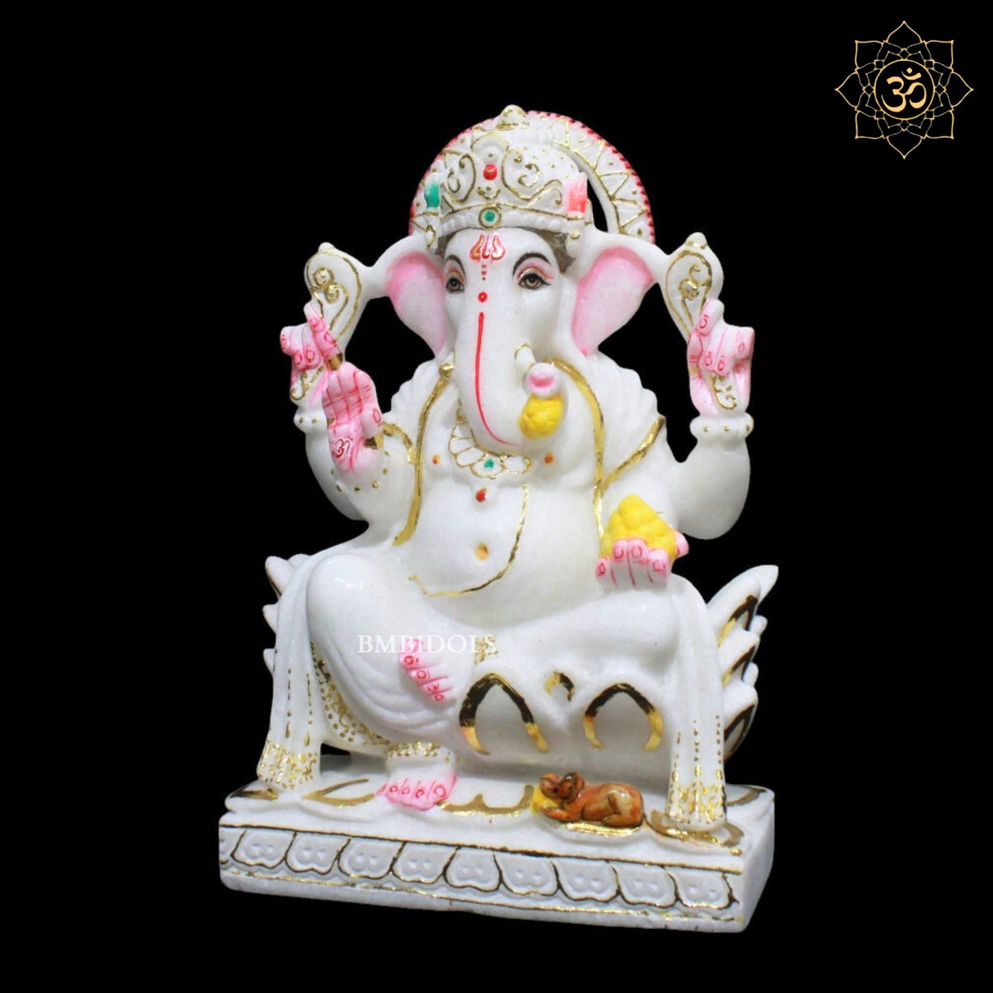 Ganesh Laxmi Marble Murti for Homes and Temples in 12inches