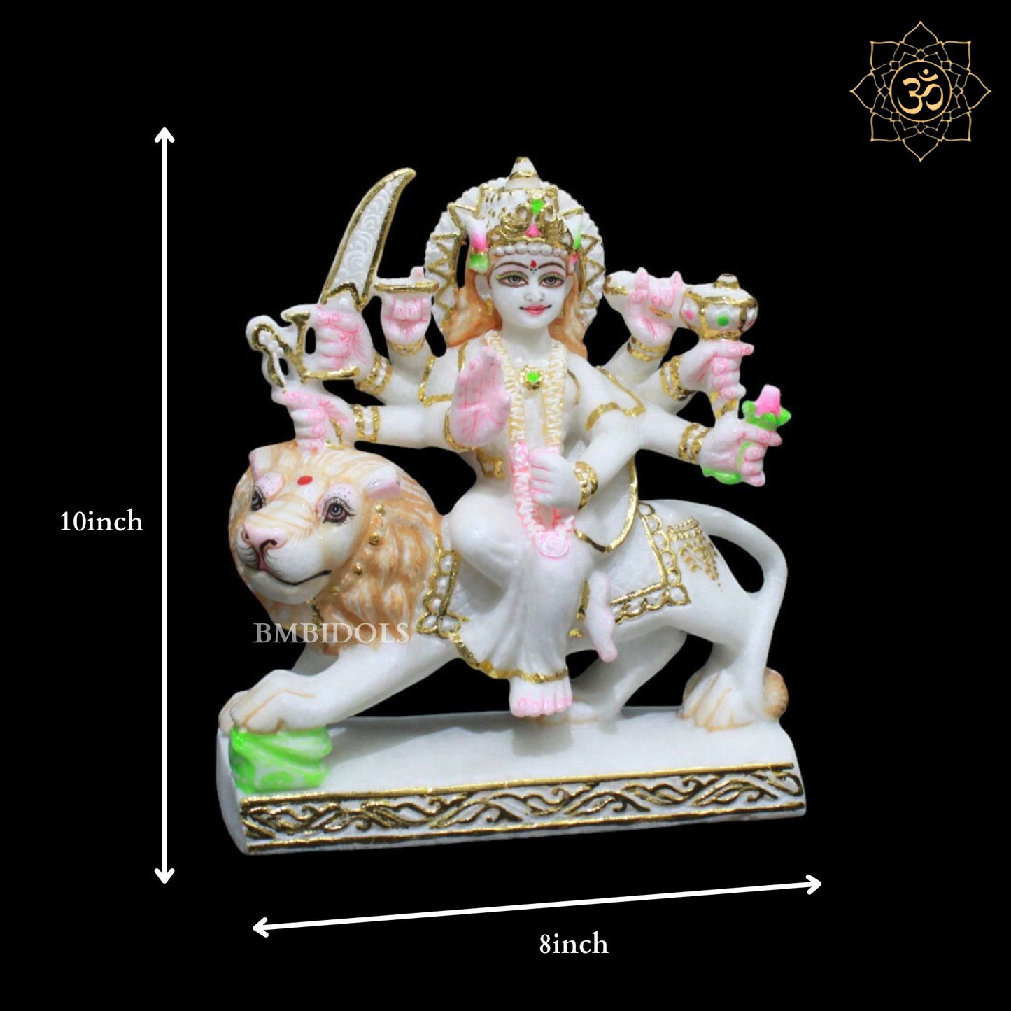 10inch Marble Durga Mata Murti for Homes and Temples in 10inches