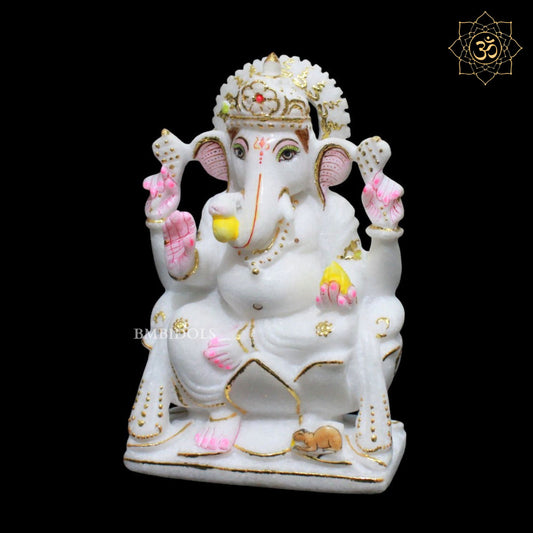 7inch Marble Ganesh Murti for Home Mandirs in Makrana Marble