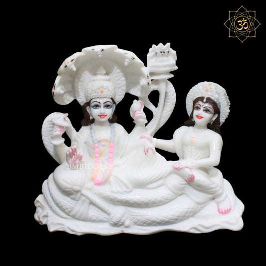 Lakshmi Narayan Marble Murti in white Marble Stone in 12inches