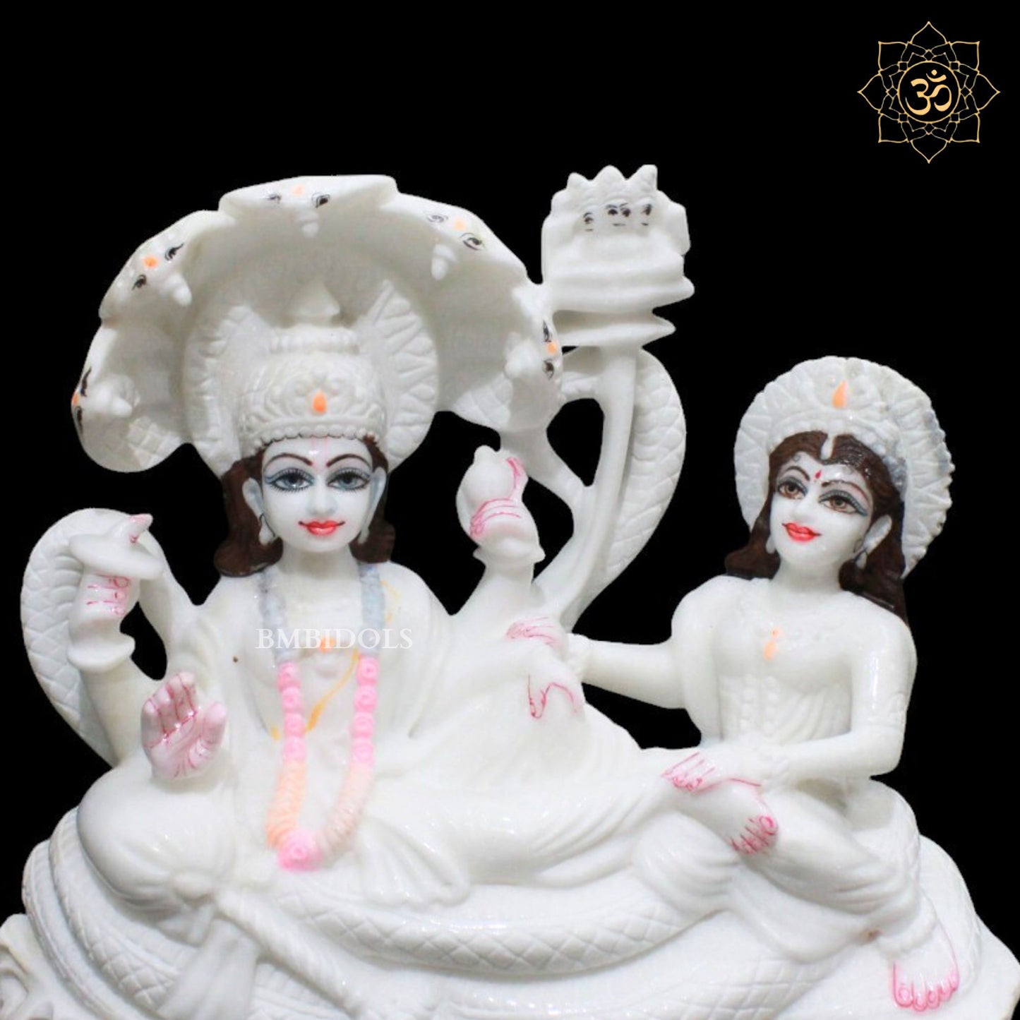 Lakshmi Narayan Marble Murti in white Marble Stone in 12inches