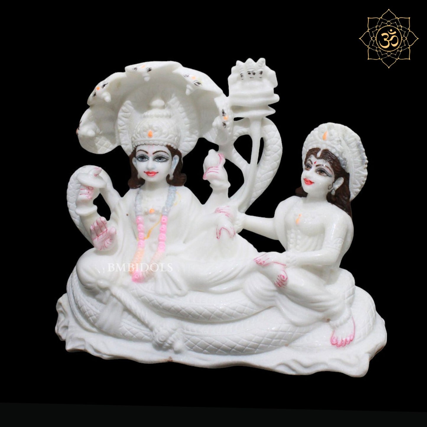 Lakshmi Narayan Marble Murti in white Marble Stone in 12inches