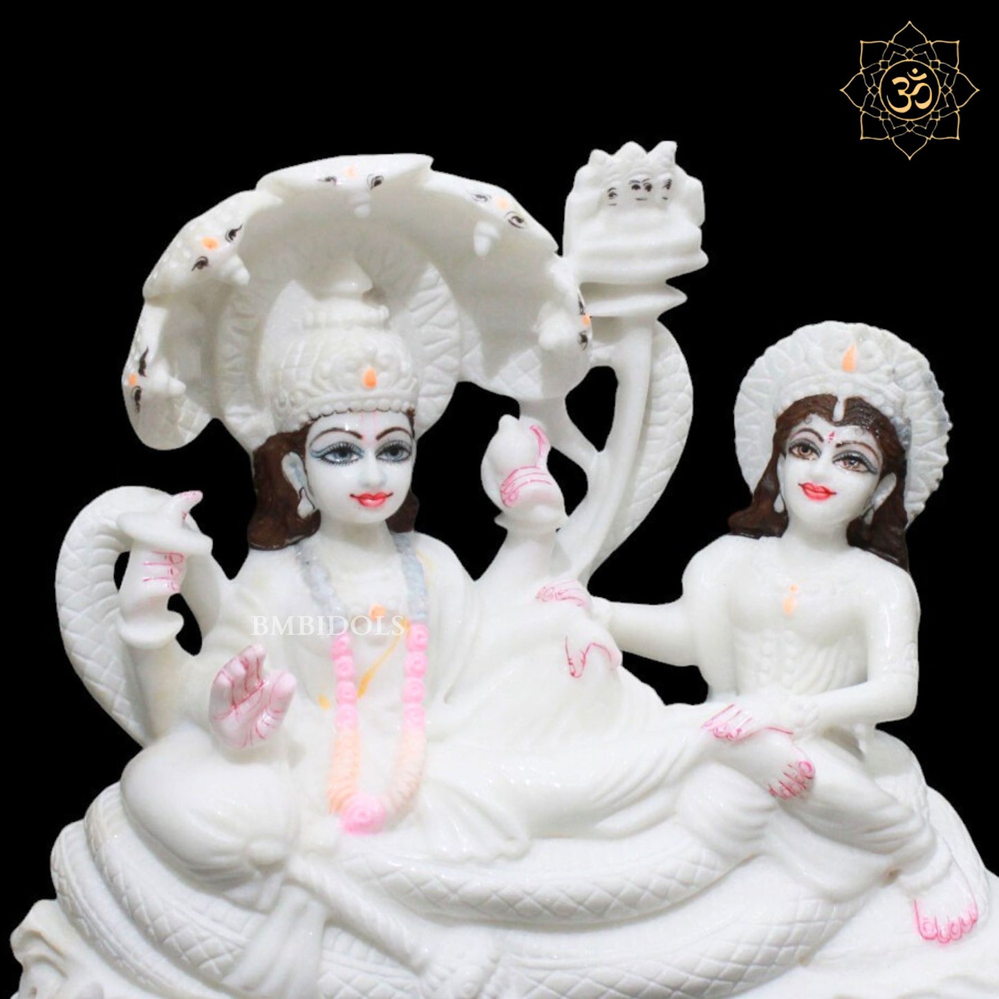 Lakshmi Narayan Marble Murti in white Marble Stone in 12inches