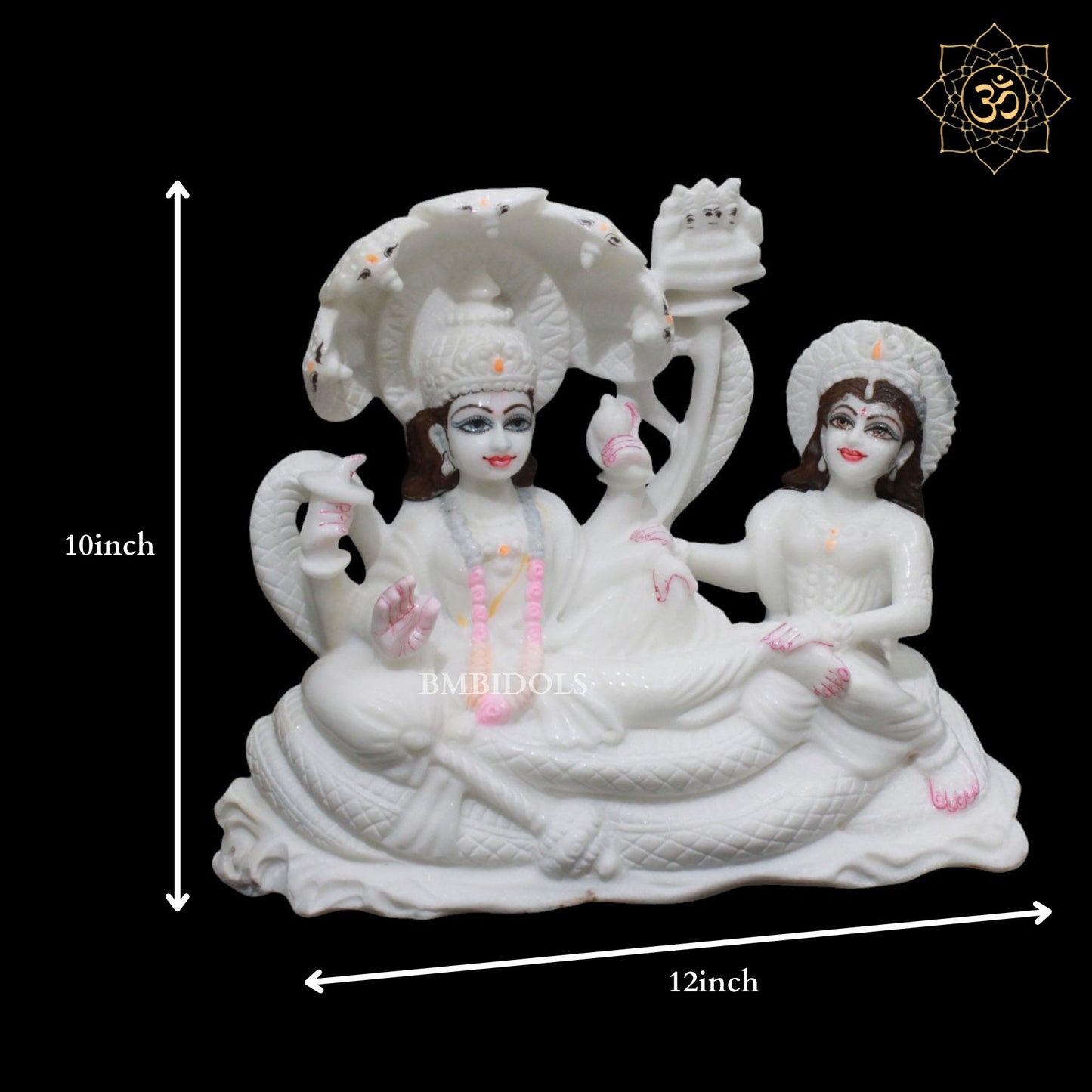 Lakshmi Narayan Marble Murti in white Marble Stone in 12inches