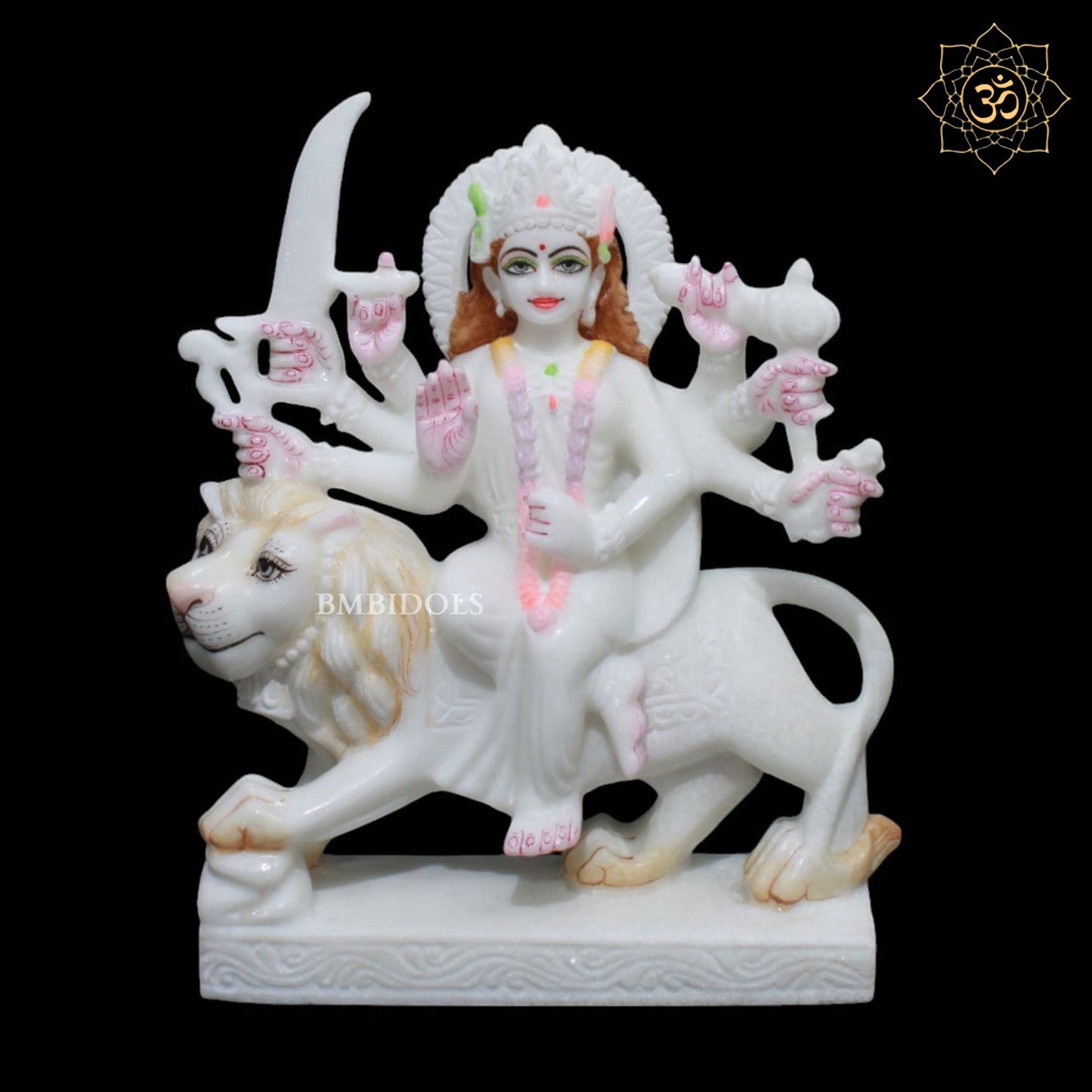 White Marble Durga Murti for Homes and Temples in 1feet