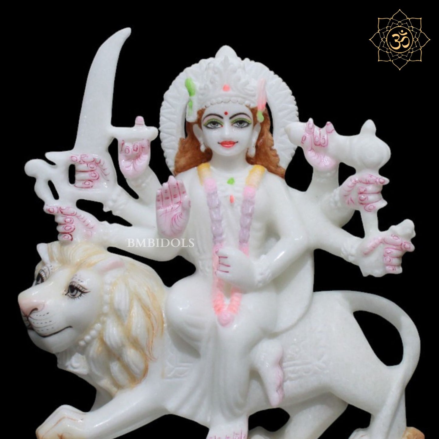 White Marble Durga Murti for Homes and Temples in 1feet