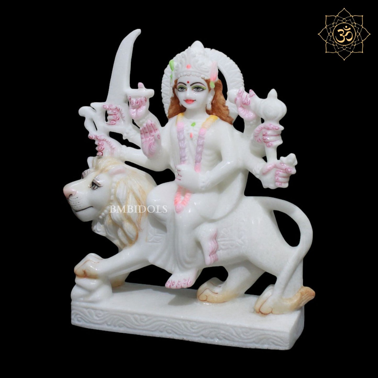 White Marble Durga Murti for Homes and Temples in 1feet