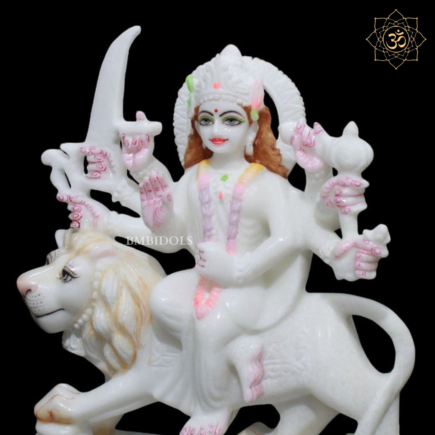 White Marble Durga Murti for Homes and Temples in 1feet