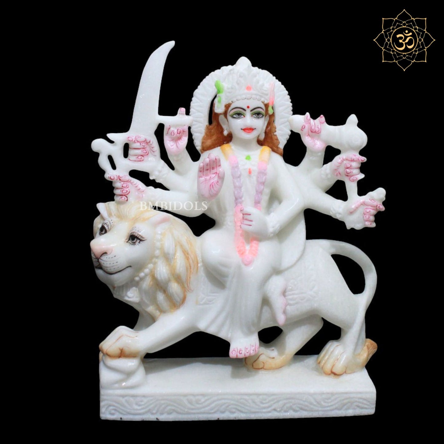 White Marble Durga Murti for Homes and Temples in 1feet