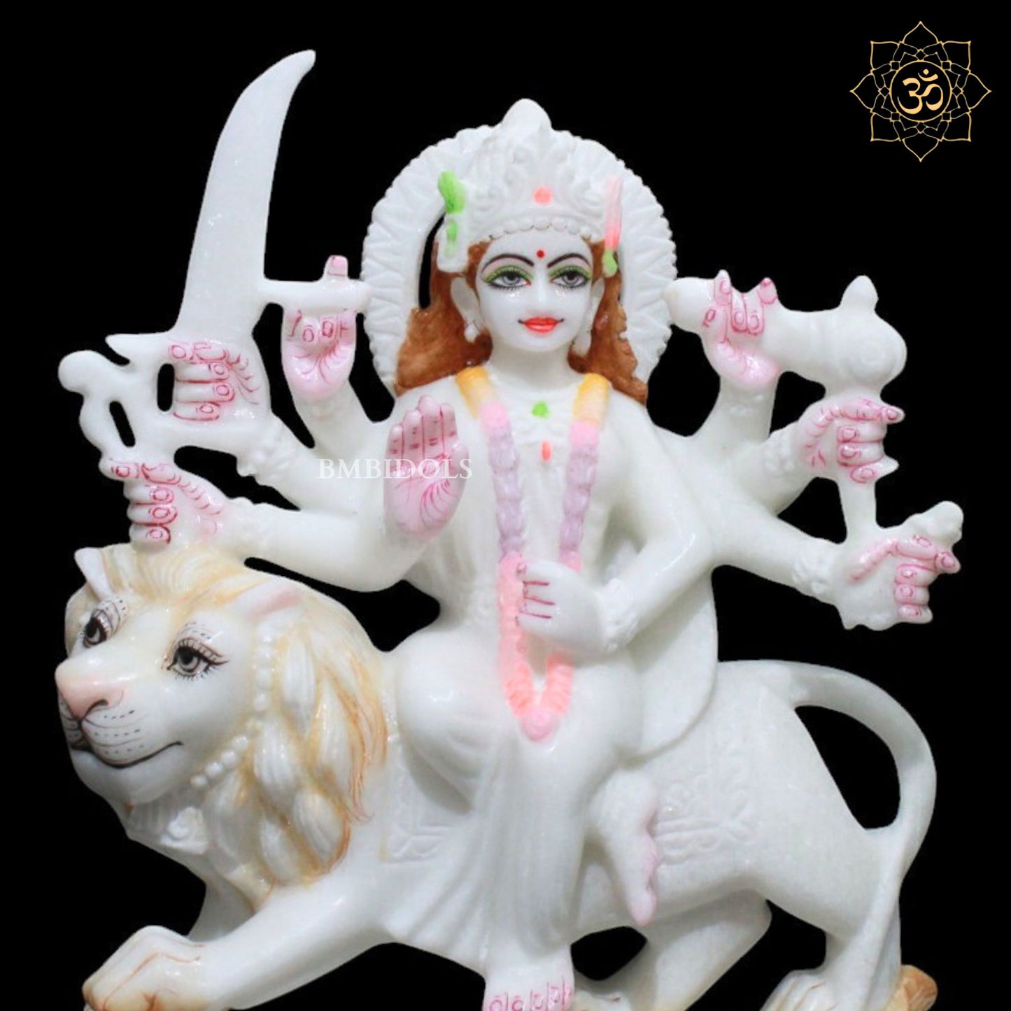 White Marble Durga Murti for Homes and Temples in 1feet