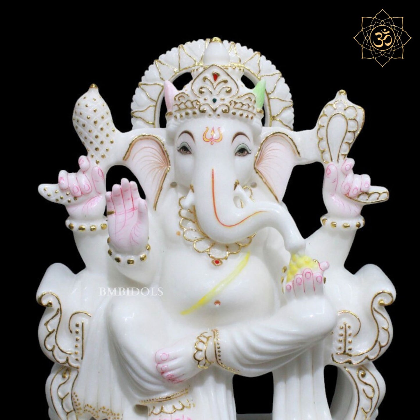 White Makrana Marble Ganesh Statue for Home Mandirs 12inch