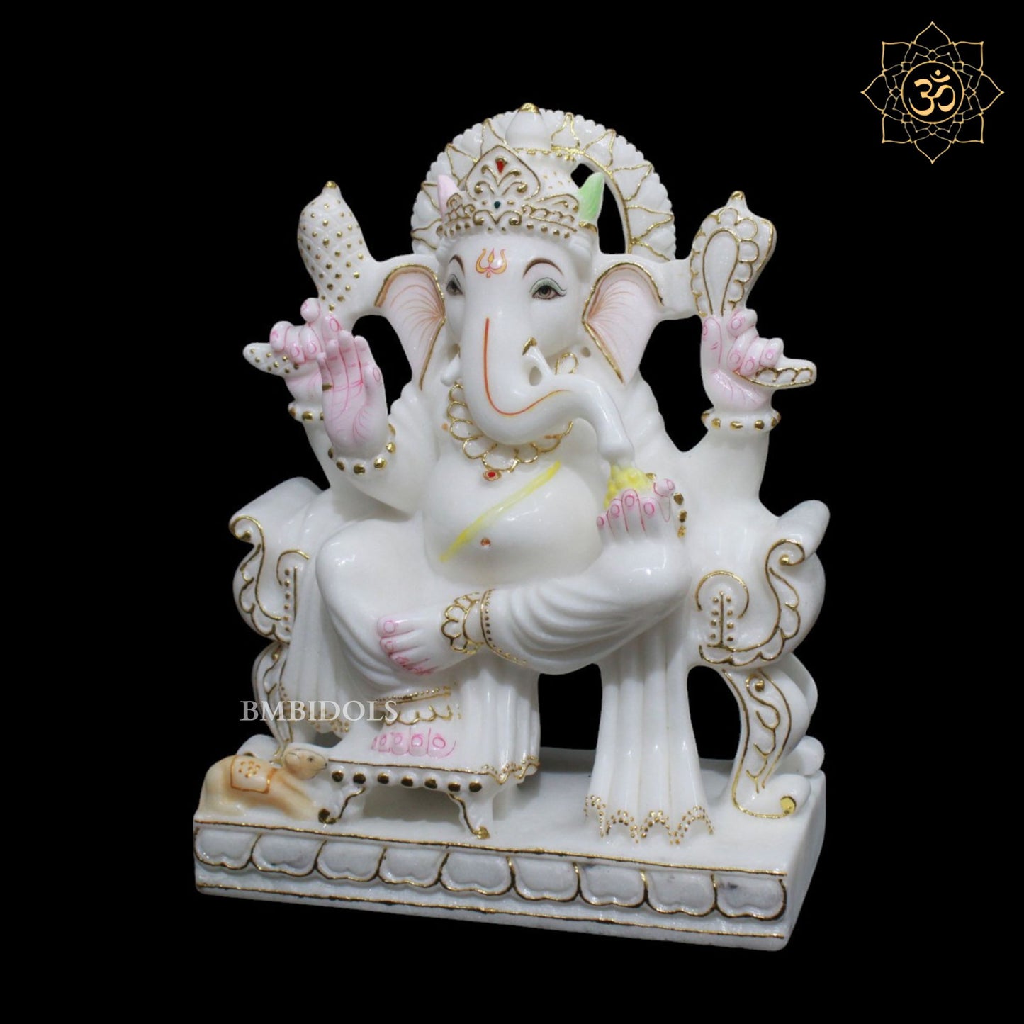 White Makrana Marble Ganesh Statue for Home Mandirs 12inch