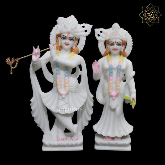 Marble Radha Krishna Marble Murti in Pure White Makrana Marble