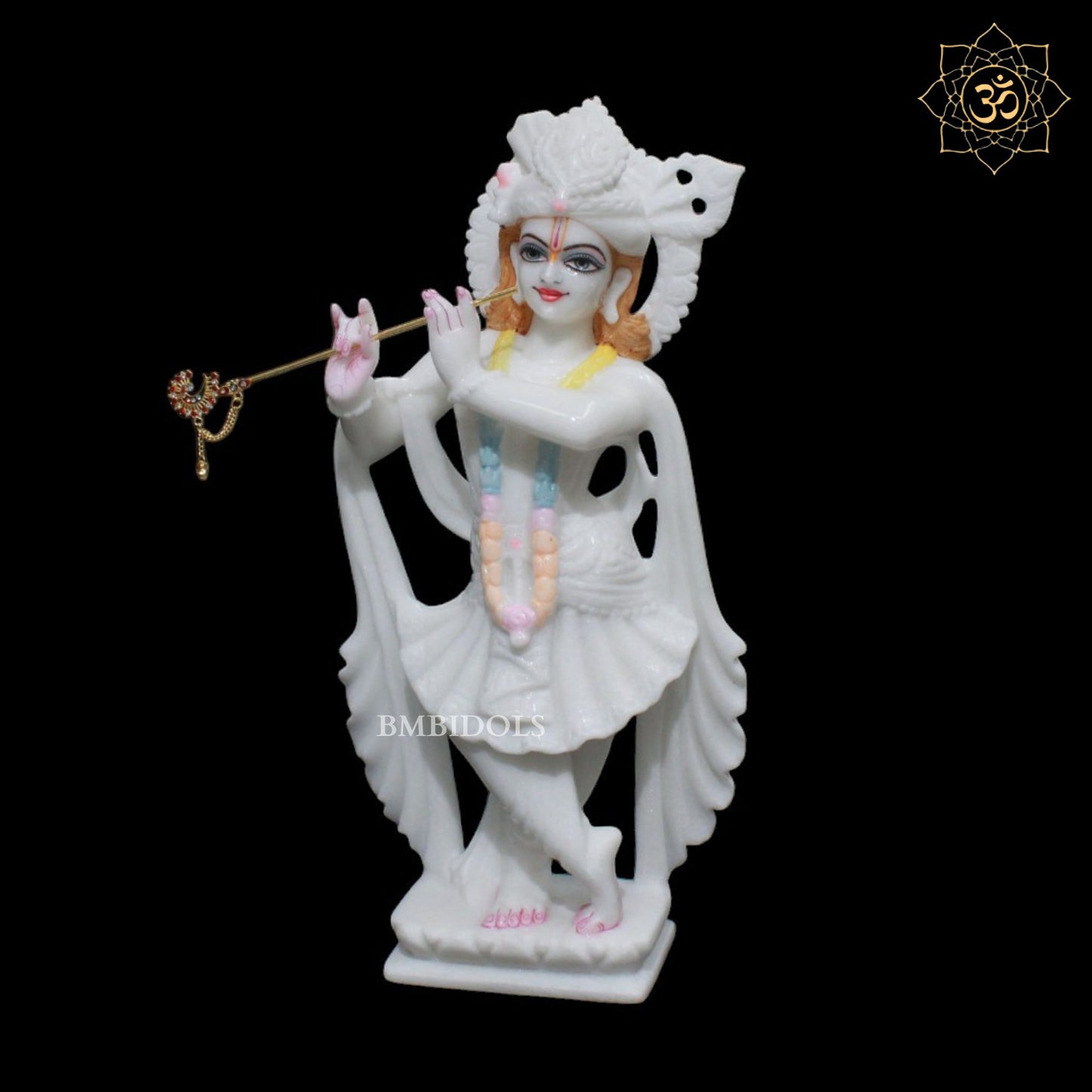 Marble Radha Krishna Marble Murti in Pure White Makrana Marble