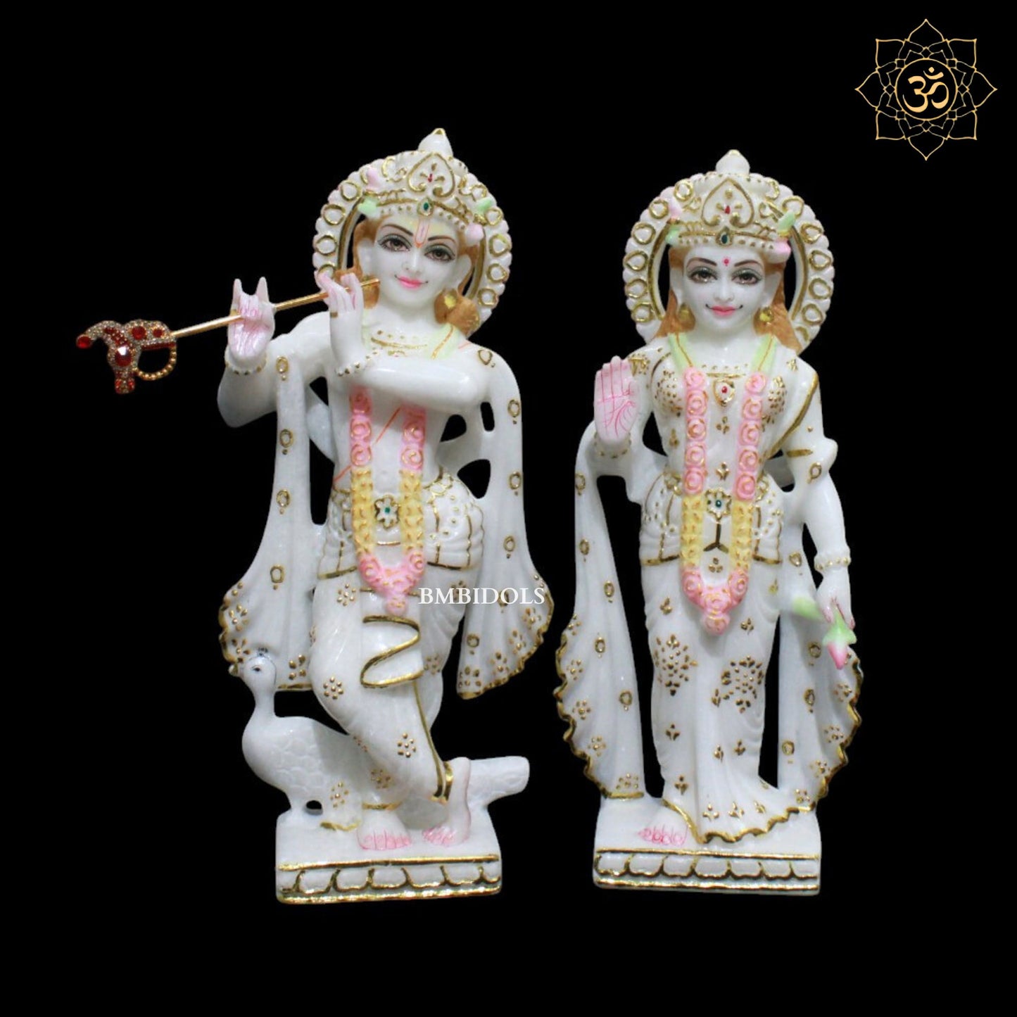 Radha Krishna Marble Murti for Homes and Temples in 12inches in Amboze work