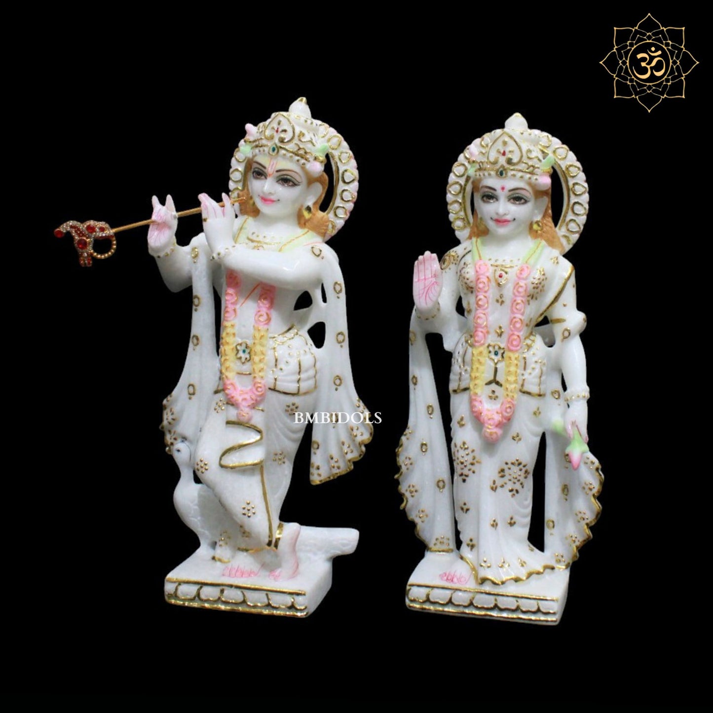 Radha Krishna Marble Murti for Homes and Temples in 12inches in Amboze work