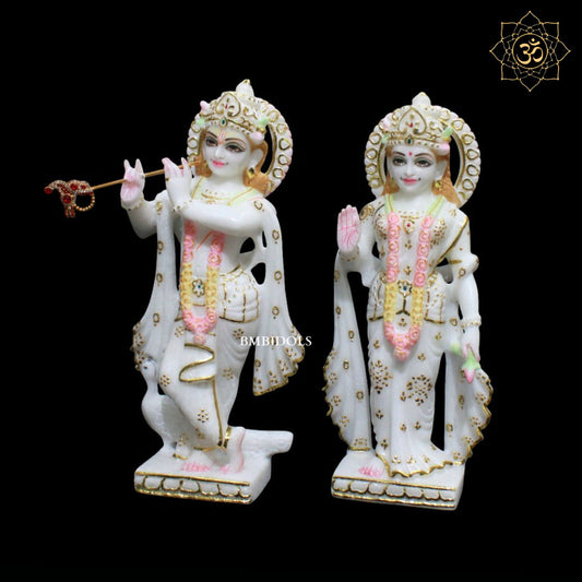 Radha Krishna Marble Murti for Homes and Temples in 12inches in Amboze work