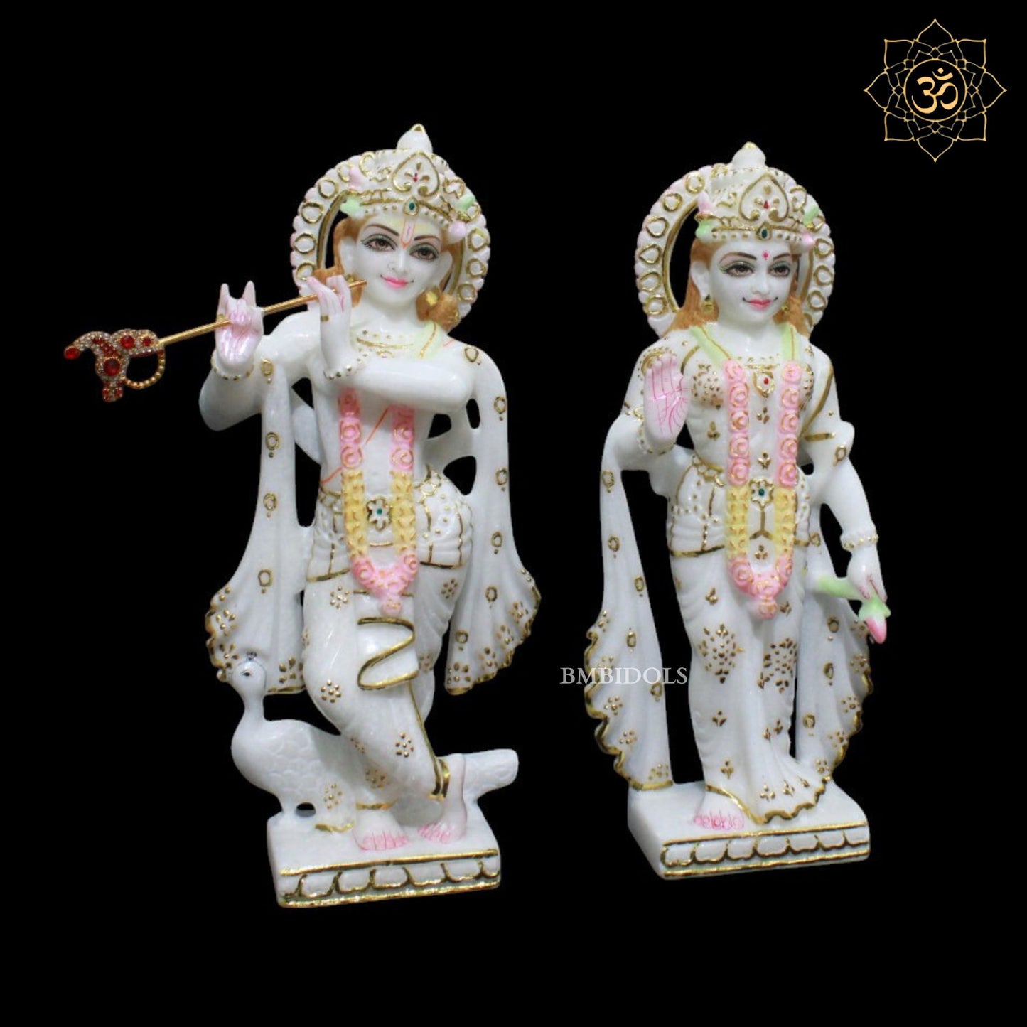 Radha Krishna Marble Murti for Homes and Temples in 12inches in Amboze work