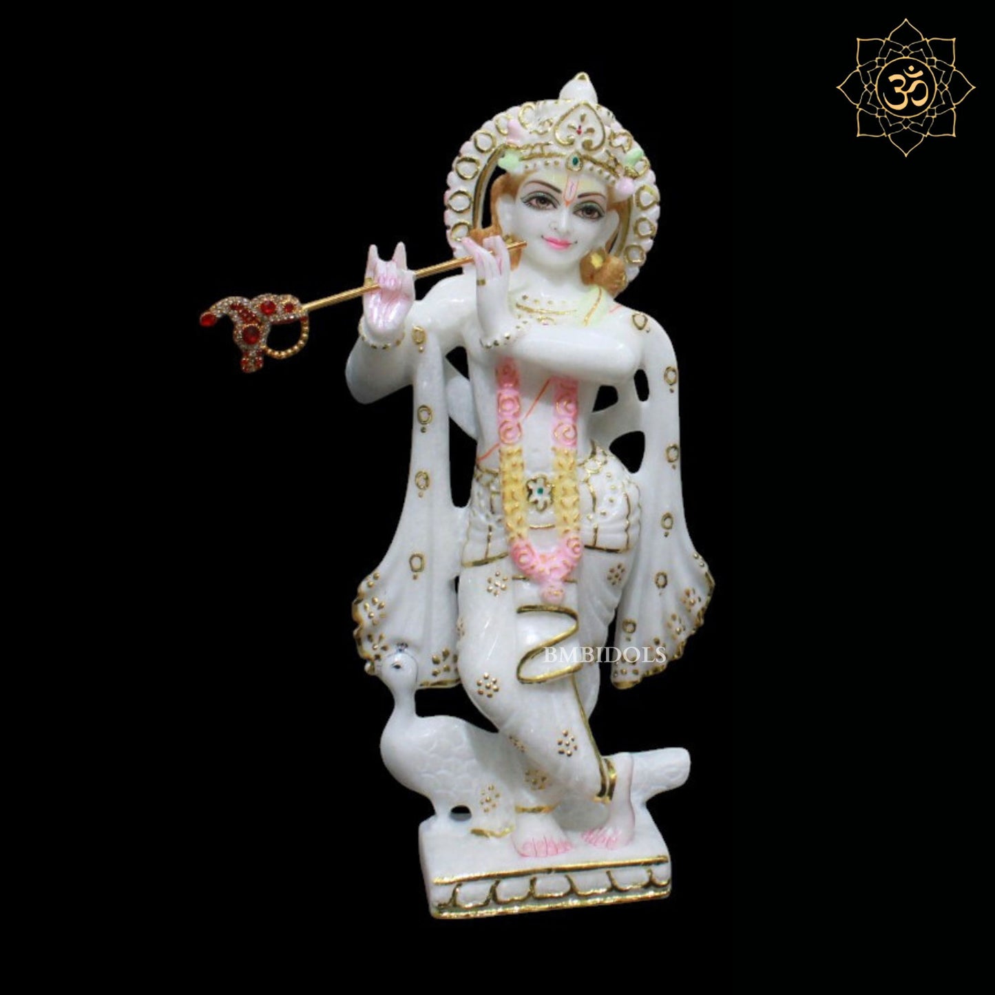 Radha Krishna Marble Murti for Homes and Temples in 12inches in Amboze work