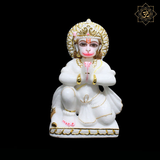 Das Hanuman Marble Murti For Home Mandirs in 9inches