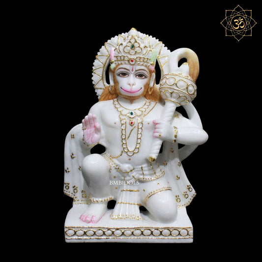 Ashirwad Hanuman Marble Murti for Homes and Temples in 9inches