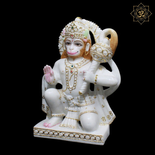 Ashirwad Hanuman Marble Murti for Homes and Temples in 9inches