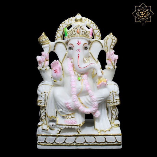 12inch Marble Ganesh Murti for Homes and Temples in Makrana Marble