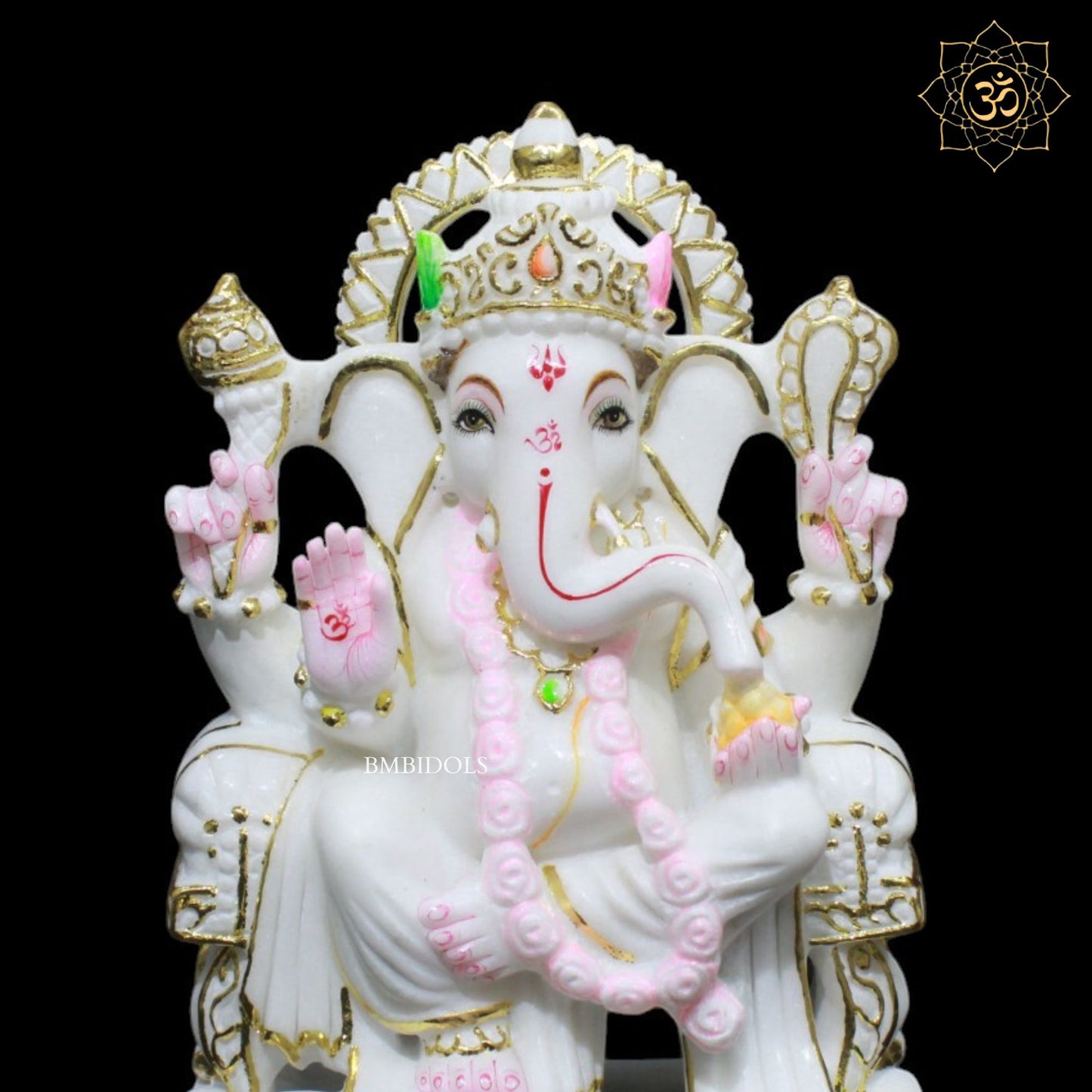 12inch Marble Ganesh Murti for Homes and Temples in Makrana Marble