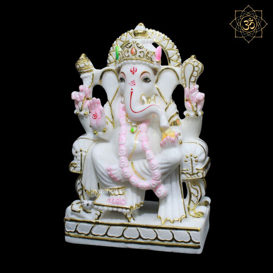 12inch Marble Ganesh Murti for Homes and Temples in Makrana Marble