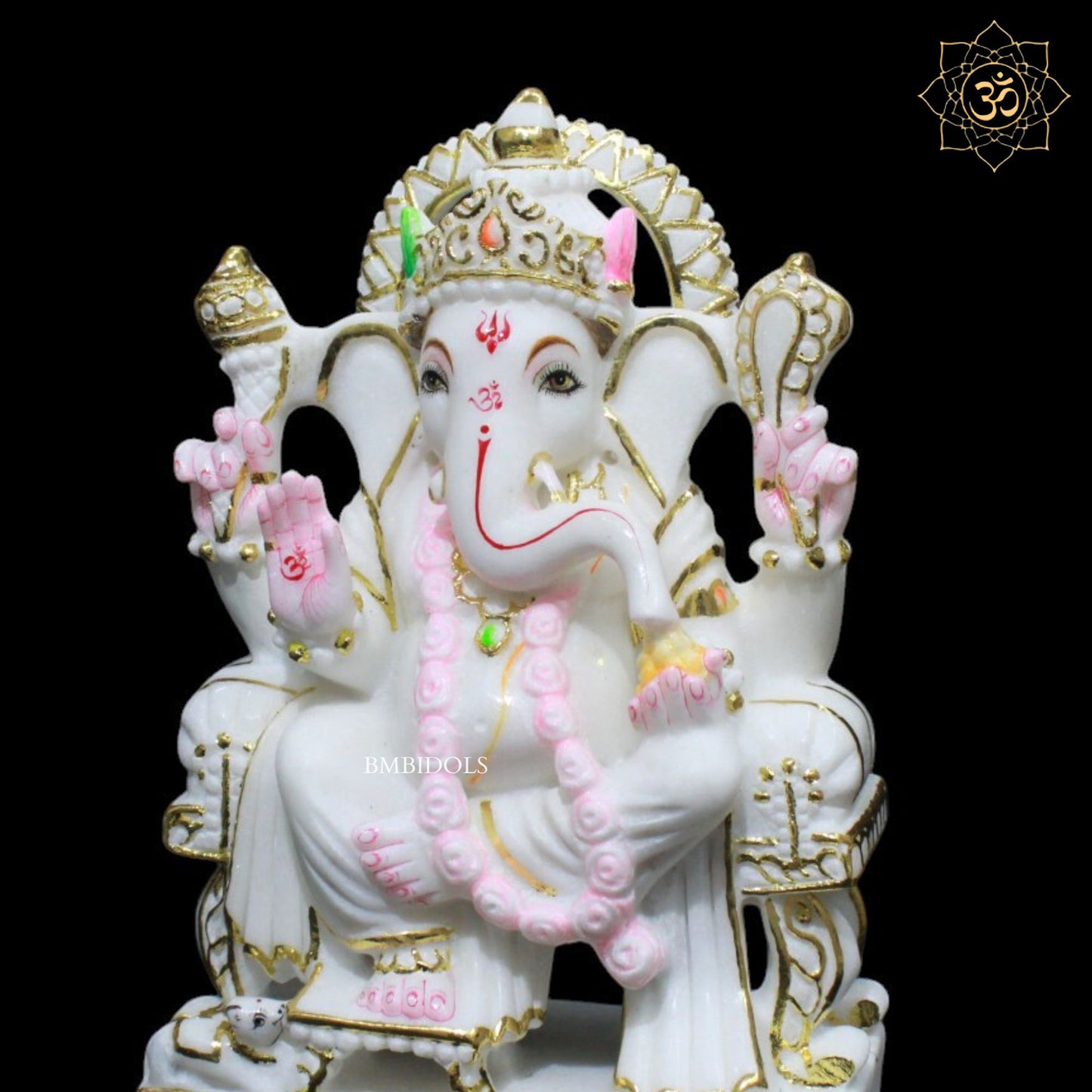 12inch Marble Ganesh Murti for Homes and Temples in Makrana Marble