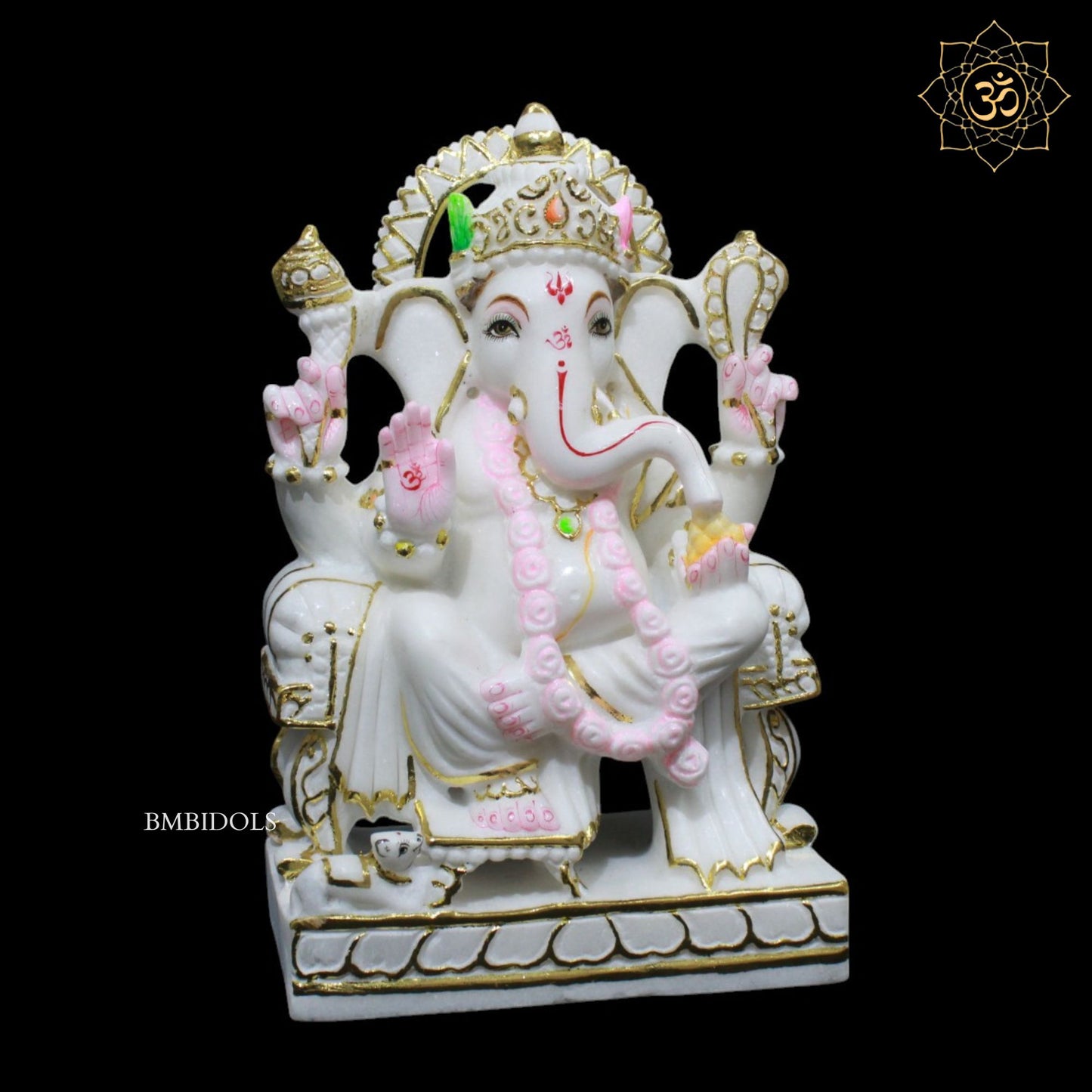 12inch Marble Ganesh Murti for Homes and Temples in Makrana Marble