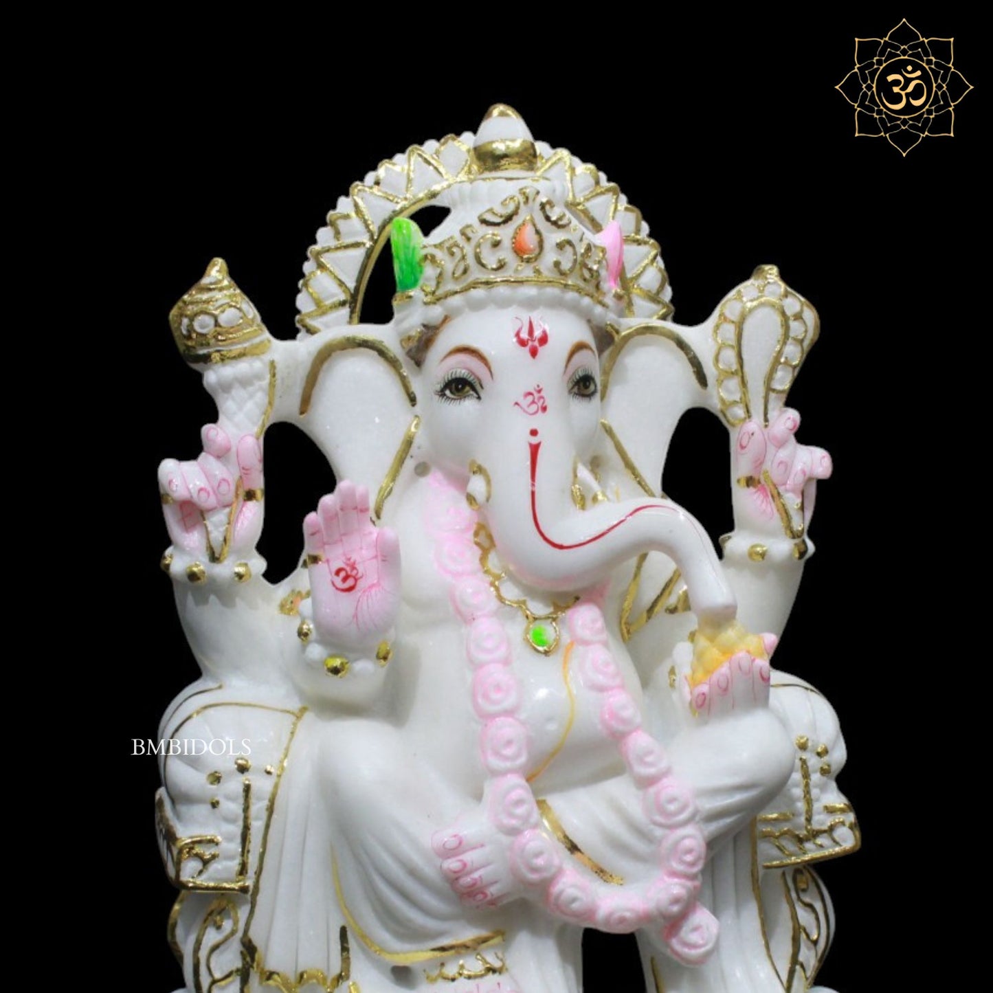 12inch Marble Ganesh Murti for Homes and Temples in Makrana Marble