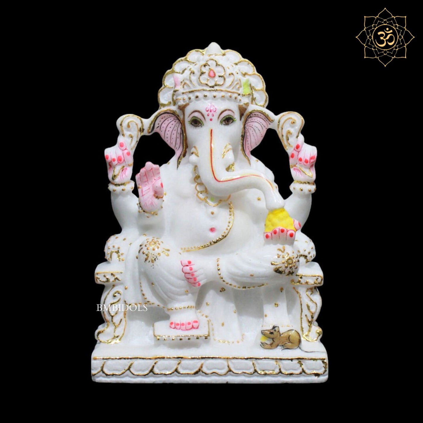 Marble Ganpati Murti for Homes and Temples in 9inches in Makrana Marble