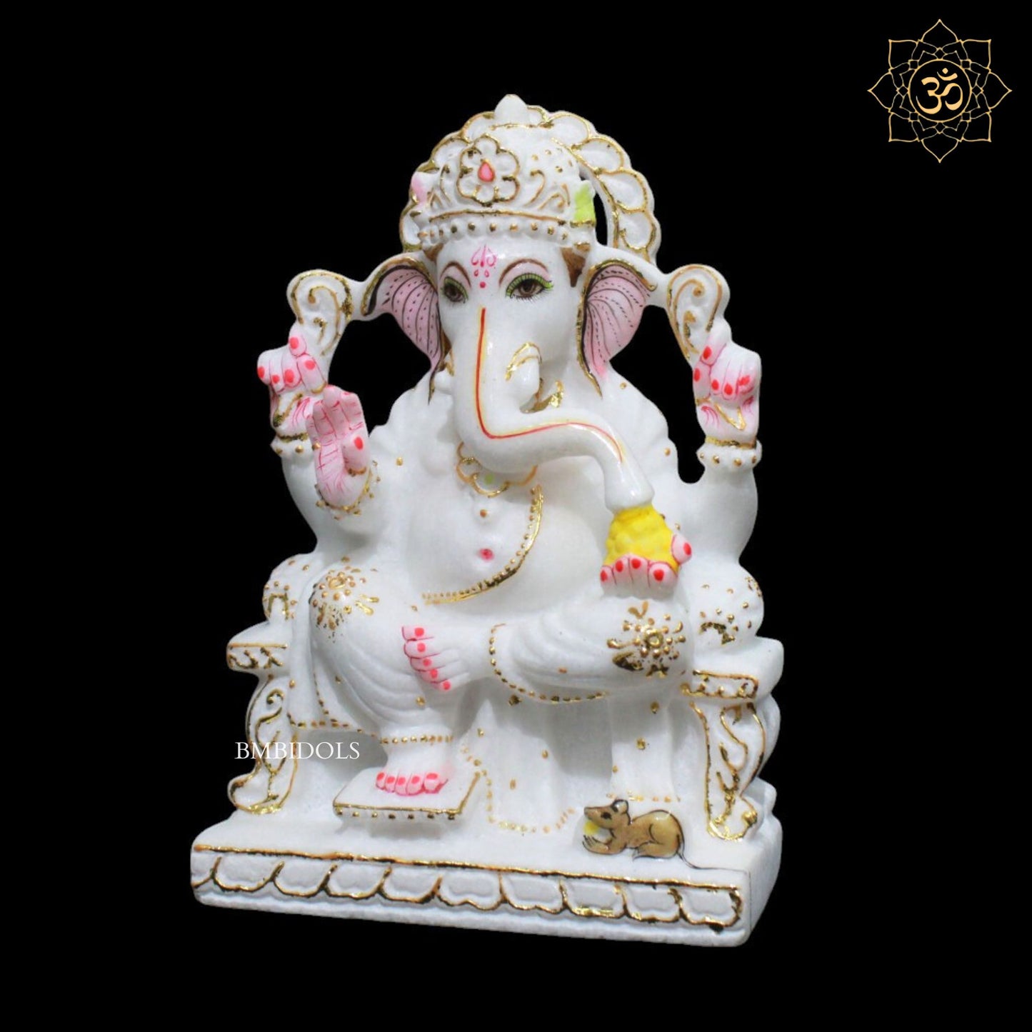 Marble Ganpati Murti for Homes and Temples in 9inches in Makrana Marble