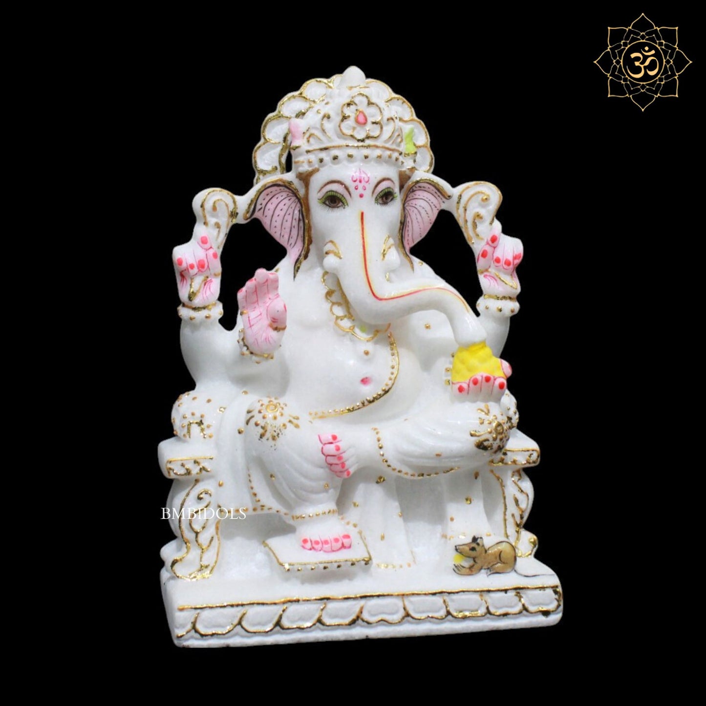 Marble Ganpati Murti for Homes and Temples in 9inches in Makrana Marble