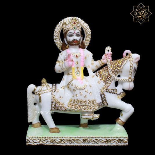 Ram Dev Baba Marble Murti in Makrana Marble in 12inches