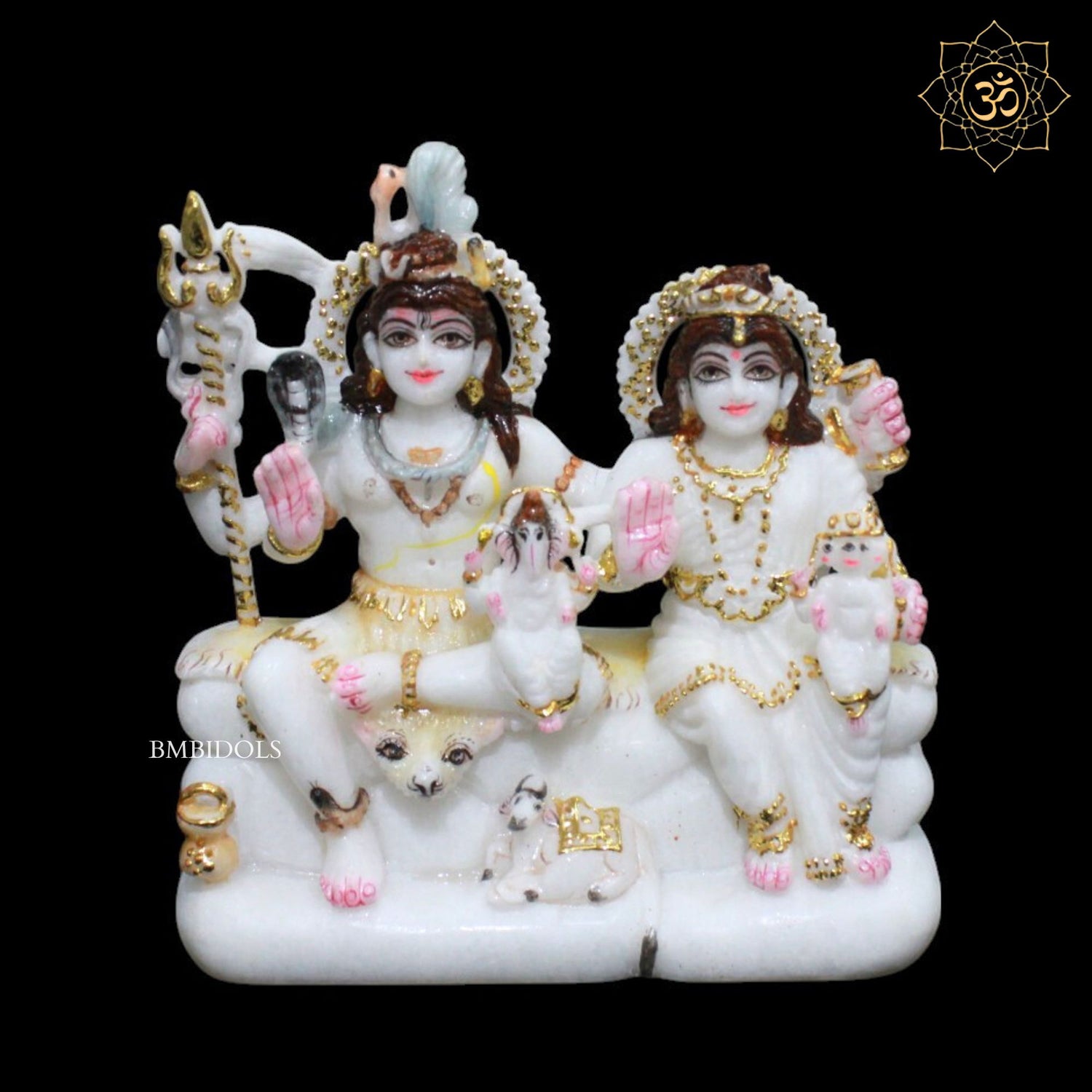 Marble Shiv Parvati with Family