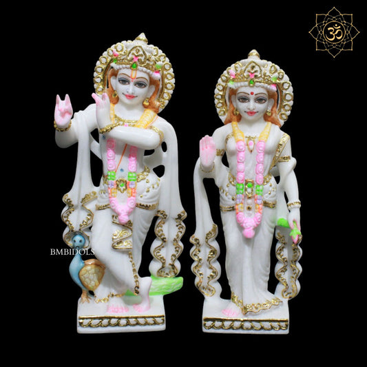 1-Feet Marble Radha Krishna Murti in Premium Makrana Marble – Ideal for Homes and Temples