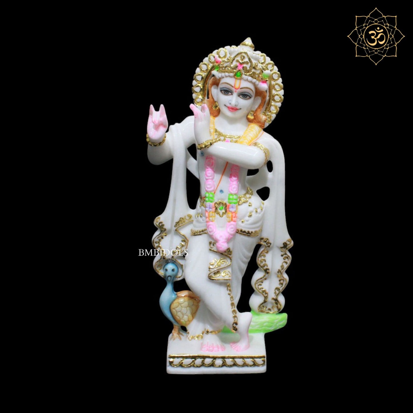 1-Feet Marble Radha Krishna Murti in Premium Makrana Marble – Ideal for Homes and Temples