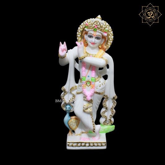 1-Feet Marble Radha Krishna Murti in Premium Makrana Marble – Ideal for Homes and Temples