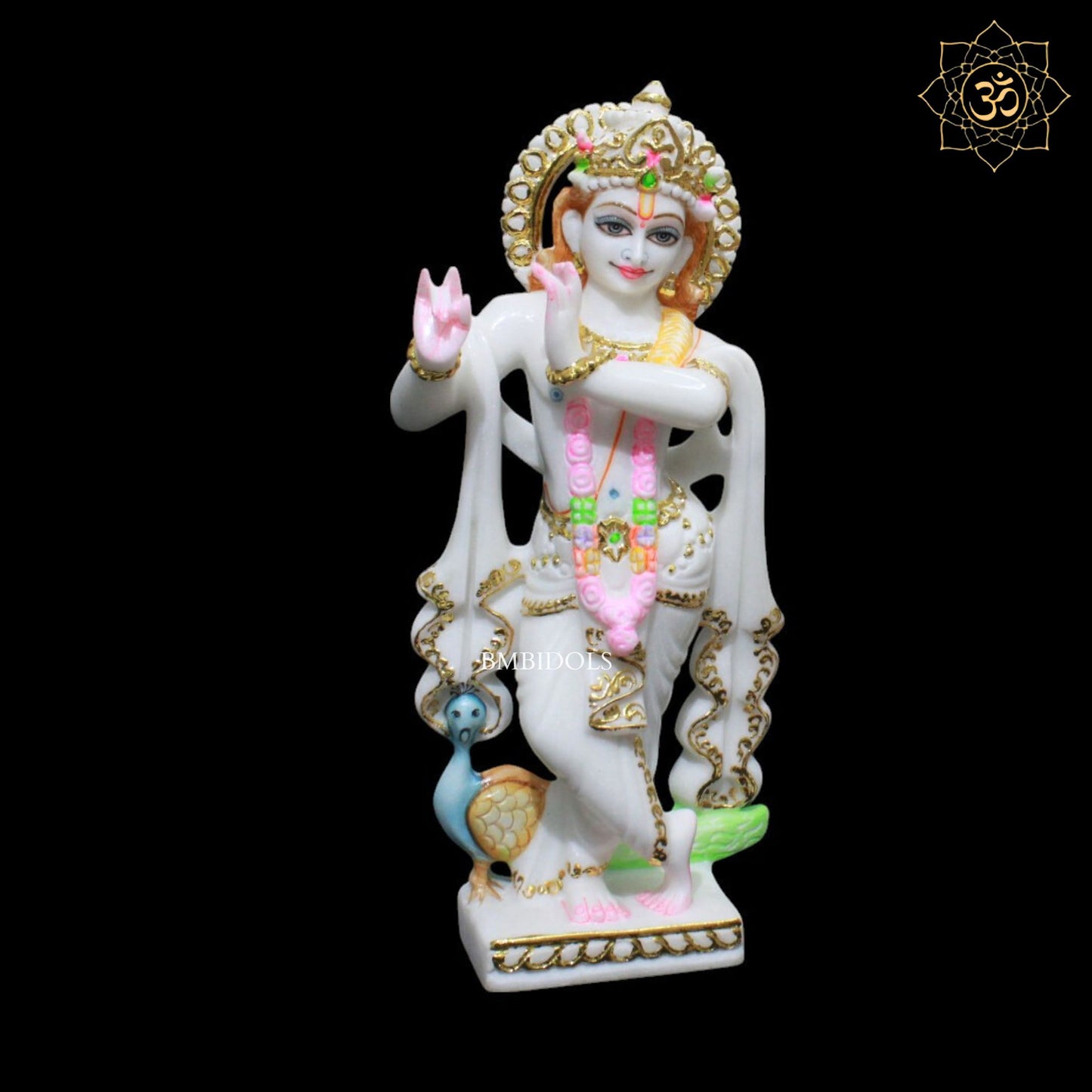 1-Feet Marble Radha Krishna Murti in Premium Makrana Marble – Ideal for Homes and Temples