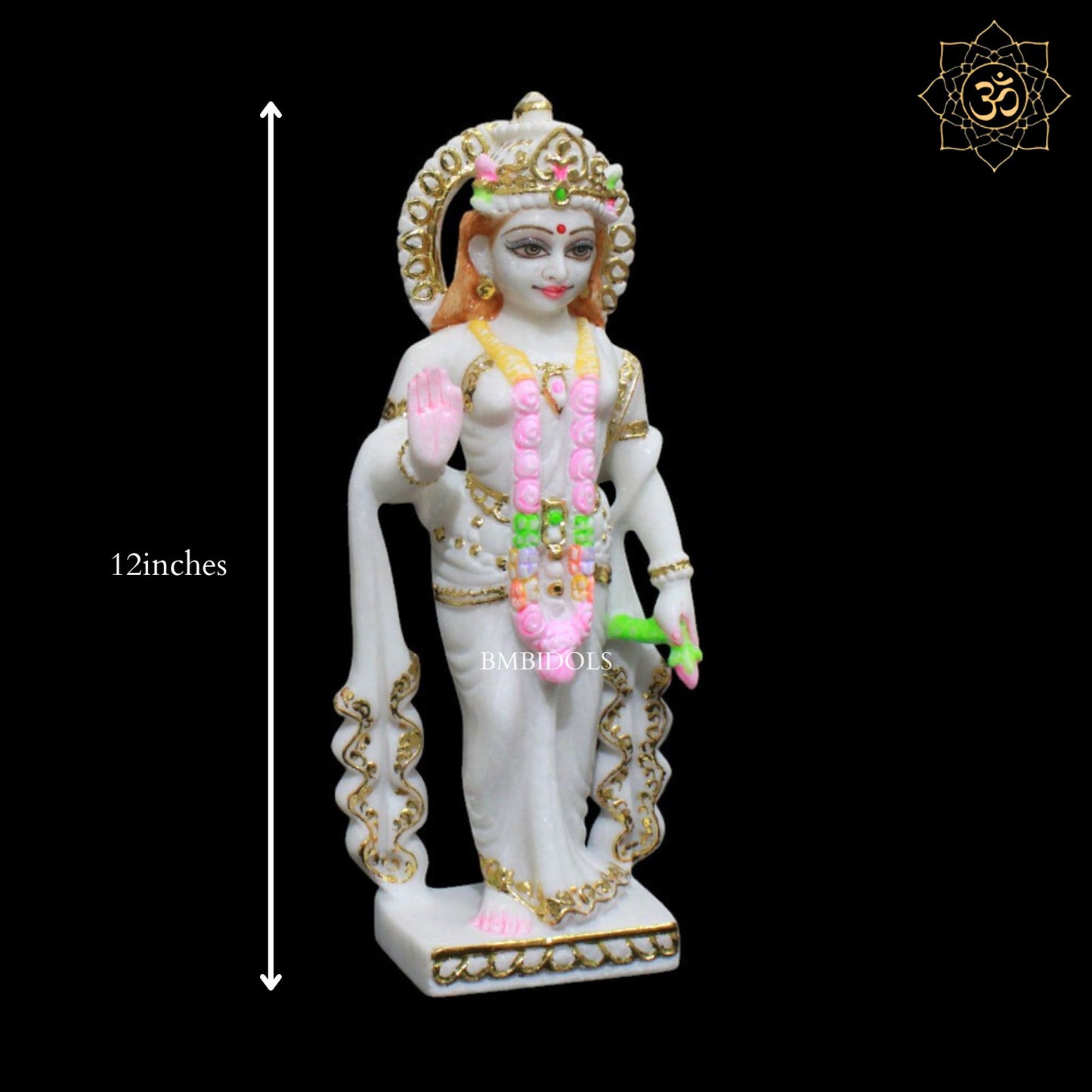 1-Feet Marble Radha Krishna Murti in Premium Makrana Marble – Ideal for Homes and Temples