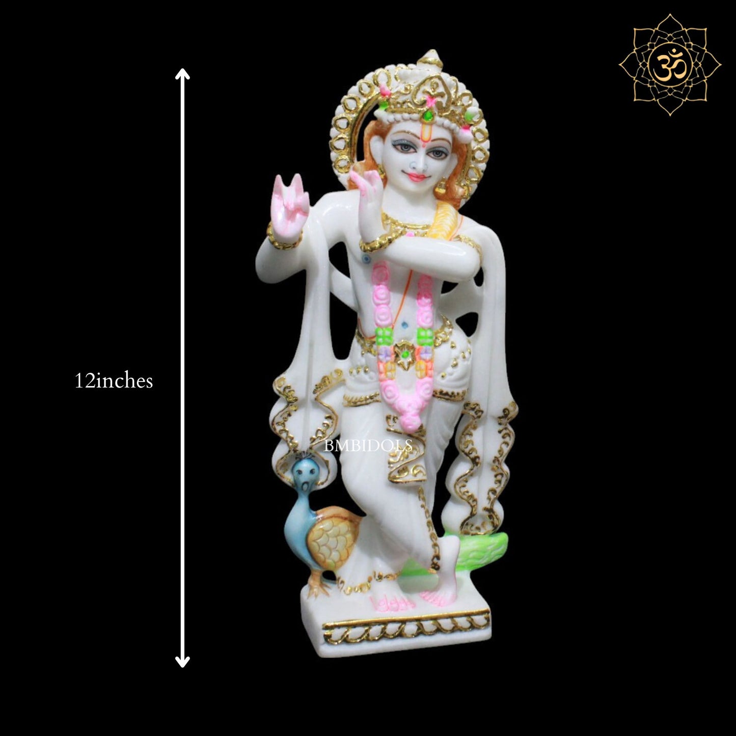 1-Feet Marble Radha Krishna Murti in Premium Makrana Marble – Ideal for Homes and Temples