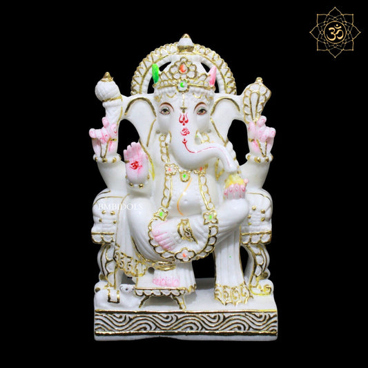 12inches Ganesh Marble Murti for Homes and Temples in Makrana Marble