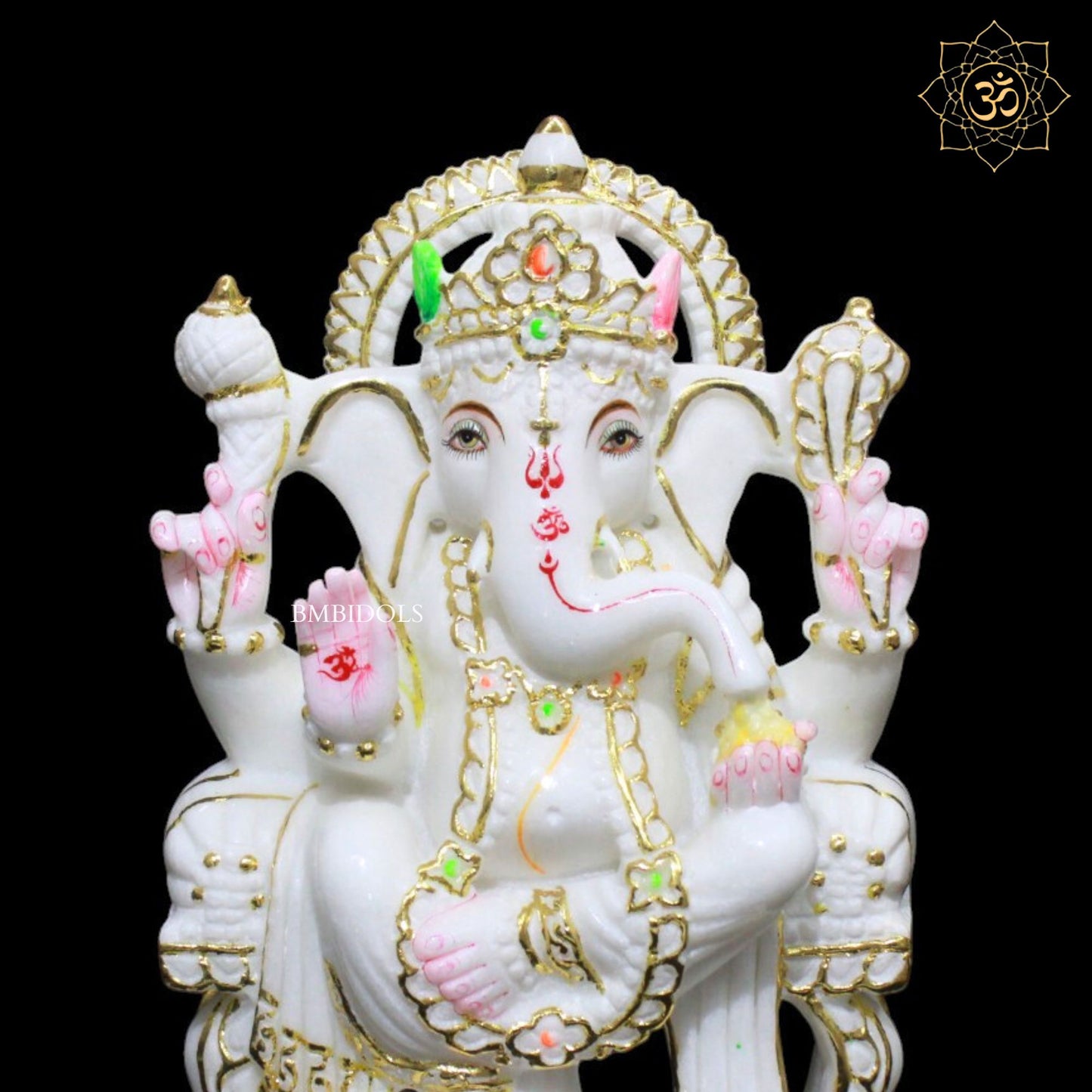 12inches Ganesh Marble Murti for Homes and Temples in Makrana Marble